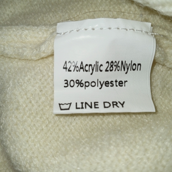 Ecowish Cream Ruffle Pearl & Rhinestone Button Womens Long Sleeve Sweater Size S - Picture 8 of 10